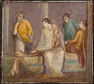 Woman with cithara (right) and sambuca (left). Fresco from Pompeii, 1st century (National Archaeological Museum, Naples)