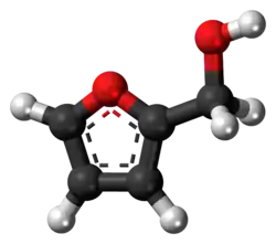 Ball-and-stick model of the furfuryl alcohol molecule