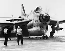 Gannet ready for launch from HMS Ark Royal, 1978