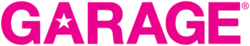 The Garage logo is the word garage in uppercase hot pink font with a five-pointed star in the negative space in the first A.
