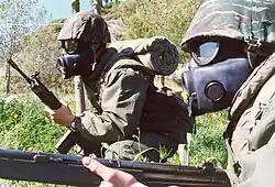 Greek Infantry with US M17 gas masks