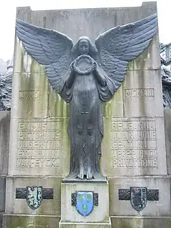 Genius of painting by Geo Verbanck, 1912, Monument in honour of the Van Eyck brothers - backside, Ghent, Belgium