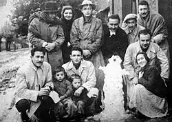 People of Firmat with a snowman, c.1945