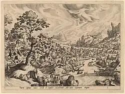 Engraving and etching by Gerard de Jode after Hans Bol, by 1591 (they appear twice)