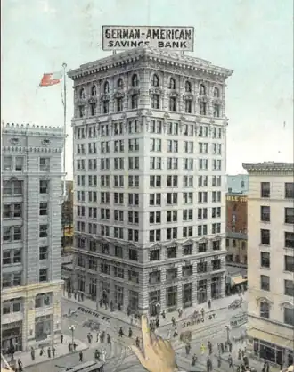 Continental Building when home to the German American Savings Bank, 1908