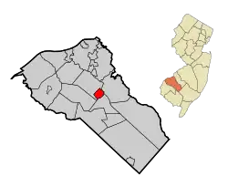 Map of Pitman highlighted within Gloucester County. Inset: Location of Gloucester County in New Jersey.