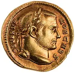 Coin depicting man with diadem facing right