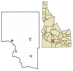 Location of Bliss in Gooding County, Idaho.
