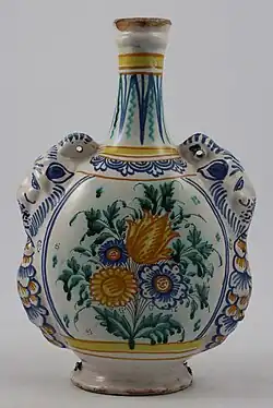 decorative pilgrim flask, 1700–1725