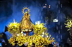 The Pontifically Crowned image of Our Lady of Aranzazu at the 41st Intramuros Grand Marian Procession held on December 4, 2022 at Intramuros.
