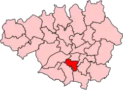 Boundary of Manchester Withington in Greater Manchester
