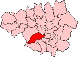 Boundary of Stretford and Urmston in Greater Manchester