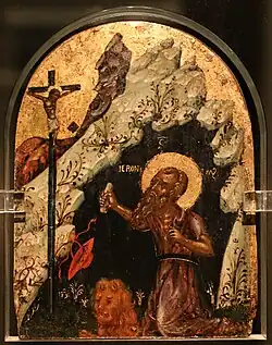 Saint Jerome with a crucifix - Byzantine and Christian Museum, Athens (17th century)