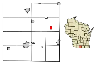 Location of Albany in Green County, Wisconsin.