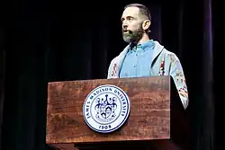 Greg Wrenn introducing Garrard Conley at James Madison University
