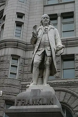 Benjamin Franklin (1889), Old Post Office Pavilion entrance, Pennsylvania Avenue NW, Washington, D.C.