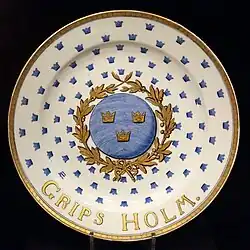 Plate from the armorial Gripsholm Service, for Sweden, c. 1776
