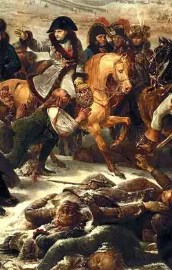 Antoine-Jean Gros, detail from Napoleon on the battlefield of Eylau, 1807, Louvre. Like Gros, Géricault had seen and felt the exhilaration of violence, and was distraught by the human consequences.[13]