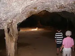 Visitors in the cave