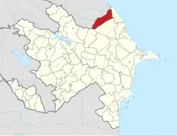 Map of Azerbaijan showing Qusar District