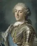 Portrait of Louis XV of France, end of the 1730s. Pastel copy.