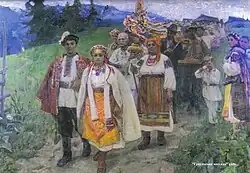 Hutsul Wedding, (1959). Oil on canvas, 180 × 241 cm. Ivan Gonchar Museum, Kyiv.
