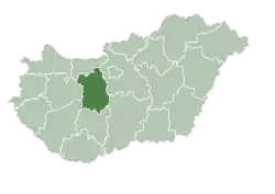 Map of Hungary highlighting Fejér County