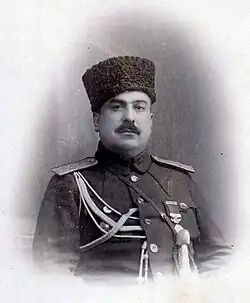 Habib bey Salimov, first Chief of Staff of Azerbaijani Armed Forces wearing a traditional papagh.