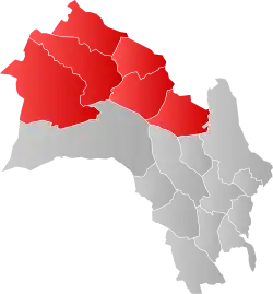 Map of Hallingdal and municipalities within Viken County