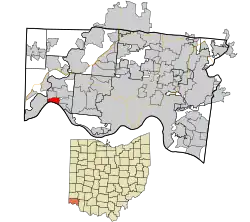 Location in Hamilton County and the state of Ohio