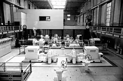 A machinery hall containing various machines