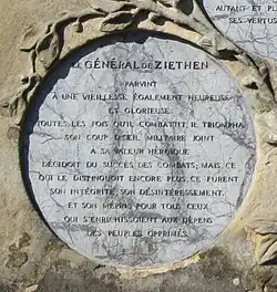 Memorial to Zieten on the Obelisk at Rheinsberg