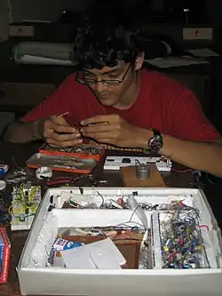A student participating in a hardwired competition