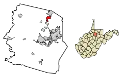 Location of Shinnston in Harrison County, West Virginia