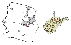 Location of Stonewood in Harrison County, West Virginia.