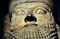 Head of a lamassu from the palace of Esarhaddon, from Nimrud, Iraq, seventh century BC, the British Museum