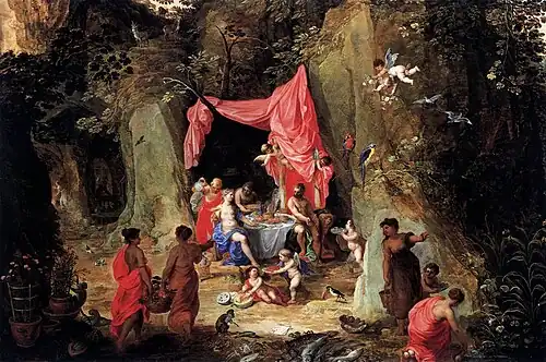 Odysseus as guest at the nymph Calypso by Hendrick van Balen (circa 1616)