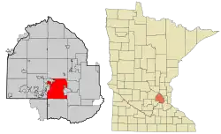 Location of Minnetonka within Hennepin County, Minnesota