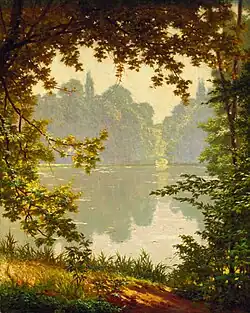 Henri Biva, Looking out onto a lake on a summer day, oil on canvas, 73 x 60.3&nbsp;cm