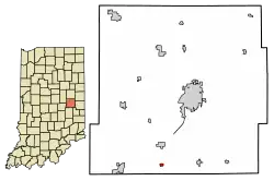 Location of Dunreith in Henry County, Indiana.