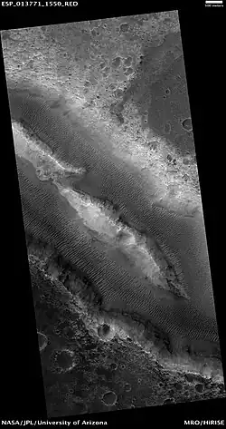 Her Desher Vallis, as seen by HiRISE. Her Desher Vallis is found in the Coprates quadrangle.