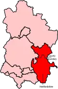 A large constituency covering central and southern areas of the county; also extends to northern areas of neighbouring Hertfordshire.