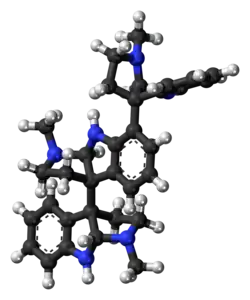 Ball-and-stick model of the hodgkinsine molecule