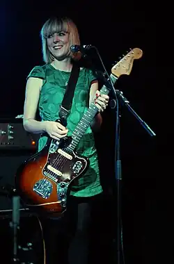 Holly Ross with The Lovely Eggs at the Night and Day Cafe, Manchester, 2011.