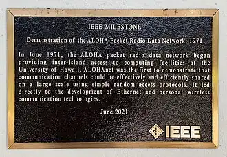 Holmes Hall Manoa ALOHAnet IEEE Milestone Plaque