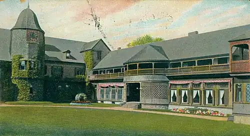 Horseshoe Courtyard, Newport Casino, Newport, Rhode Island (1879), McKim, Mead & White, architects. Circa 1900 postcard.