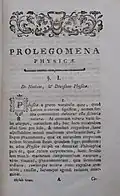 Prologue to a 1776 copy of Johann Baptiste Horvath's "Physica Generalis"