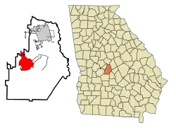 Location in Houston County and the state of Georgia