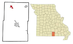 Location of Willow Springs, Missouri