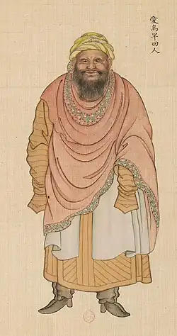 Muslim man from Afghanistan (愛烏罕回人). Huang Qing Zhigong Tu, 1769